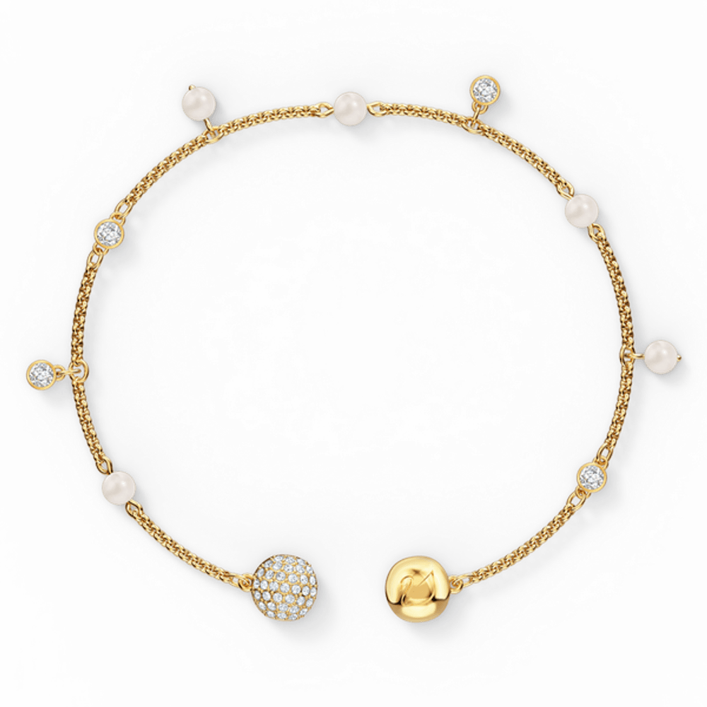 Strand Swarovski Remix Collection Delicate Pearl, blanco, baño tono oro